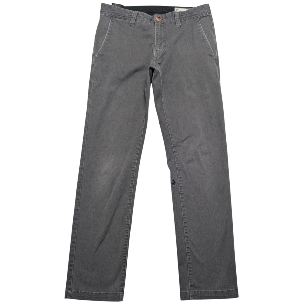 Volcom Frickin Modern Stretch Chino Pants Mens 31x34 Gray Asymmetric Yoke
